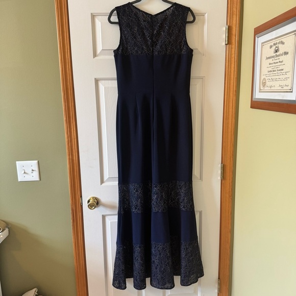 Alex Evenings Navy with Gold Accents Evening Gown/Mother of the Bride Dress - Picture 4 of 6